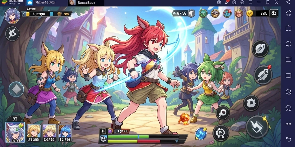 Tampilan gameplay menarik dengan karakter anime berwarna-warni.