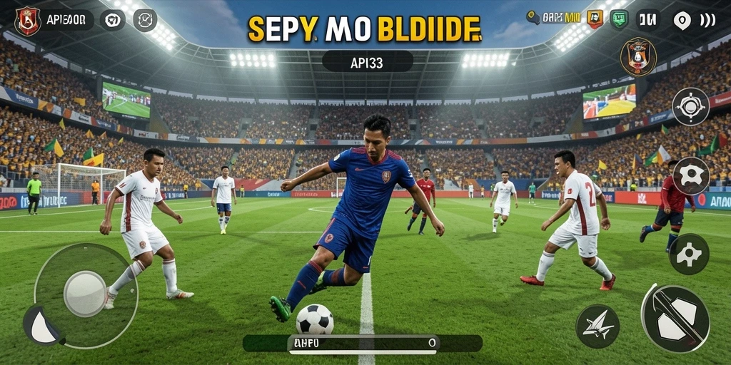 Tampilan gameplay yang mendebarkan dalam API33, menunjukkan aksi sepak bola yang seru.