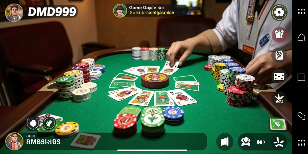 Screenshot gameplay DMD999 menampilkan serunya bermain Gaple.