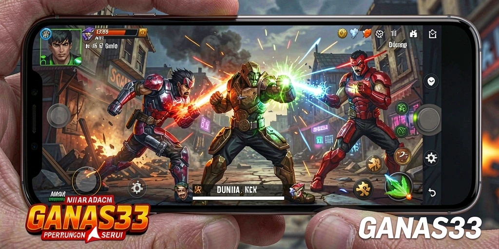 Screenshot menunjukkan aksi pertarungan intens di GANAS33.
