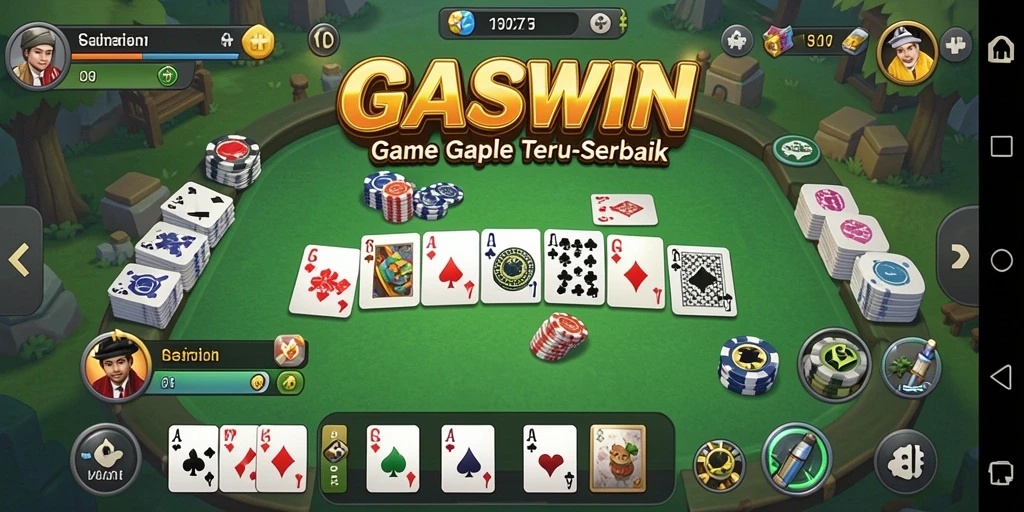 Gameplay GASWIN menampilkan serunya permainan Gaple dengan teman-teman.