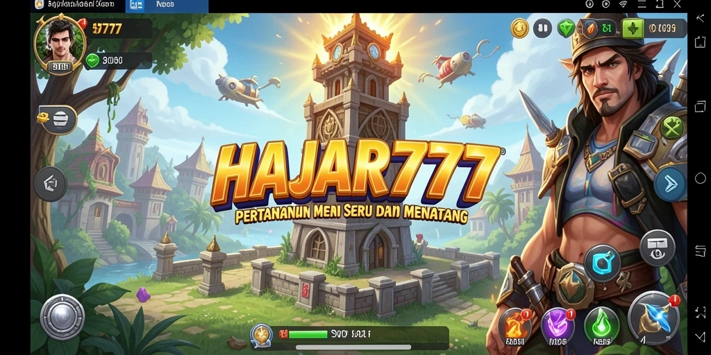 Tangkapan layar gameplay HAJAR777 yang menunjukkan aksi Tower Defense yang intens.
