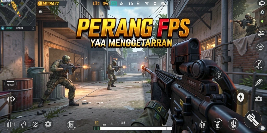 Screenshot MITRA77 menampilkan aksi mendebarkan dalam permainan FPS.