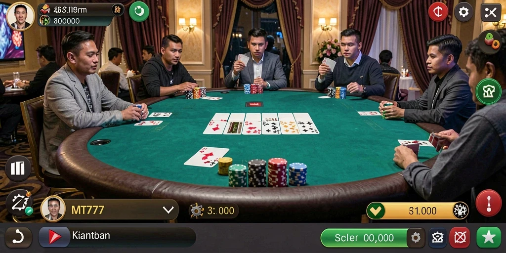 Tampilan gameplay MT777 yang seru dan interaktif dalam permainan Poker.