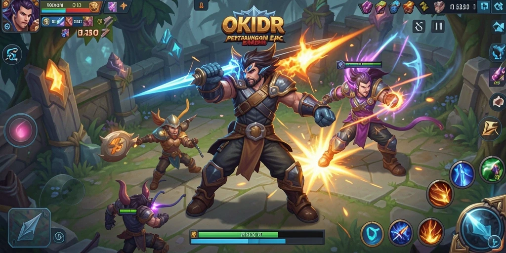 Gameplay seru OKIDR dengan pertarungan tim yang intens.