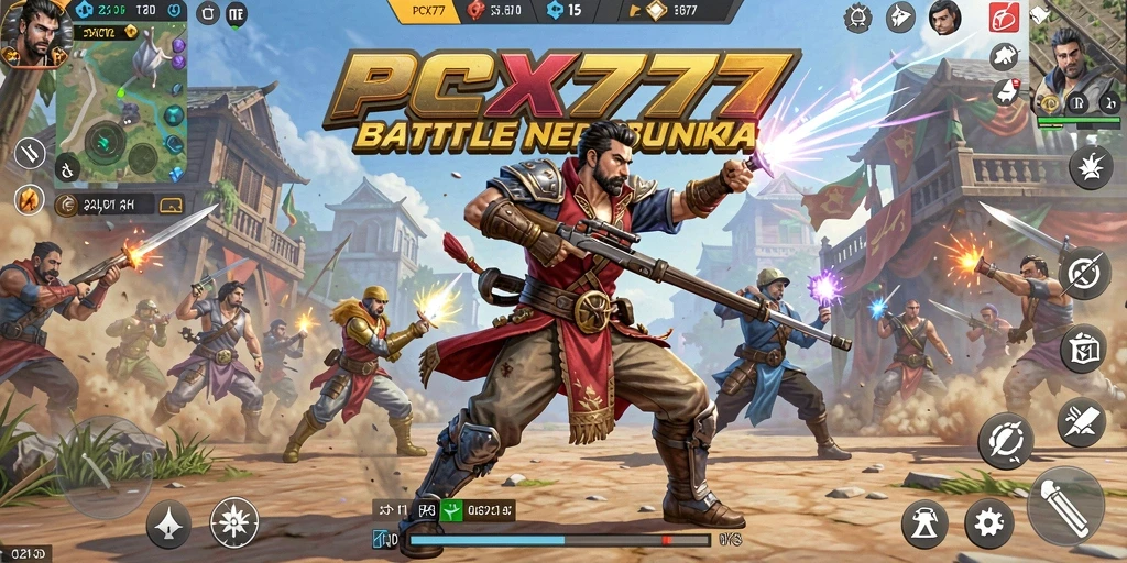 Tangkapan layar menampilkan gameplay intens dari PCX777 dalam pertempuran Battle Royale.