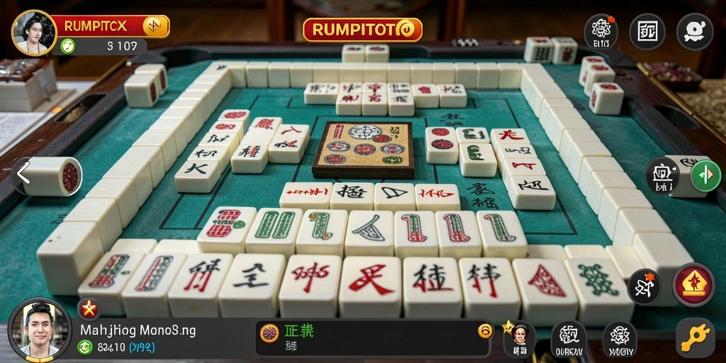 Screenshot RUMPITOTO menampilkan gameplay Mahjong yang menarik dan penuh warna.