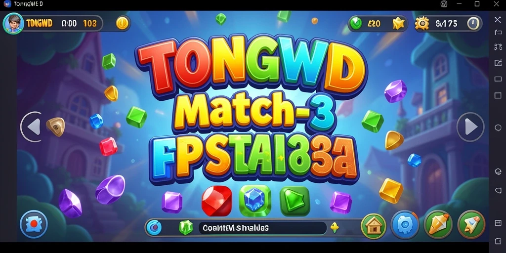 Tampilan gameplay seru dari TONGWD dengan permata berwarna-warni.