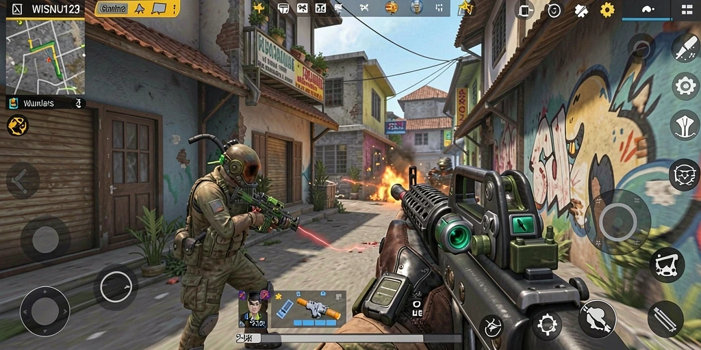 Tampilan aksi seru di dalam gameplay WISNU123 yang menegangkan.